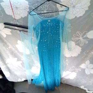 The Snow Queen Elsa Peacock Blue Cosplay Dress